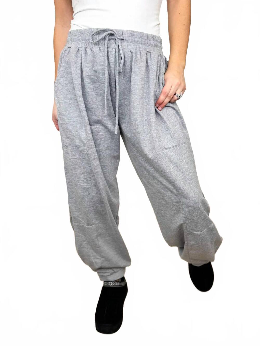 NEW LIKE LOVE staying in tonight high-rise joggers in gray
